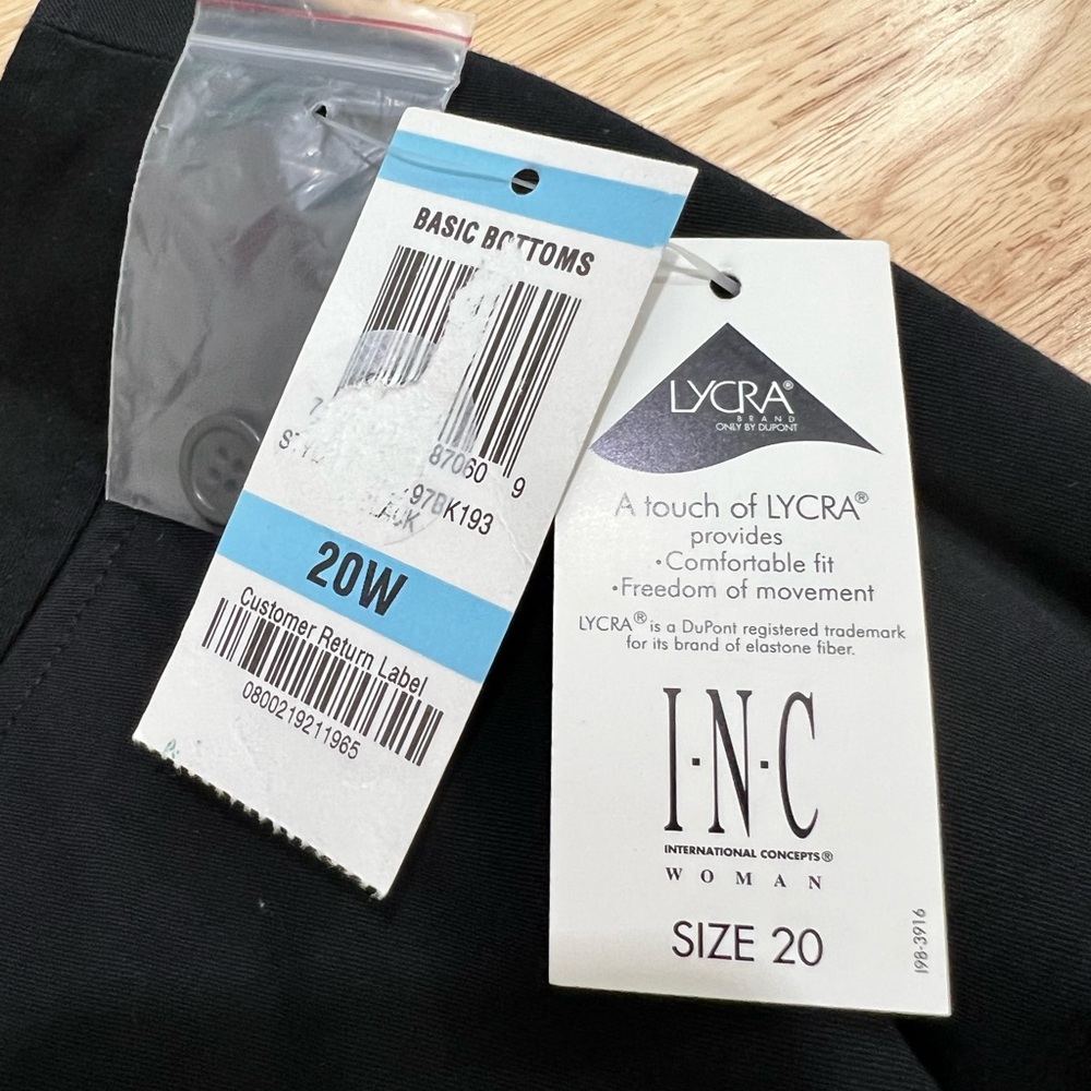 INC Stretch Classic Black Pants Flat Front Cuffed Hem Work Pants Basic Capsule - Picture 4 of 5